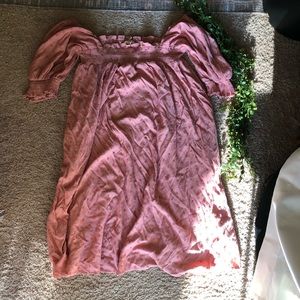 Easel Boho Coral Swiss Dot Babydoll Smocked Dress